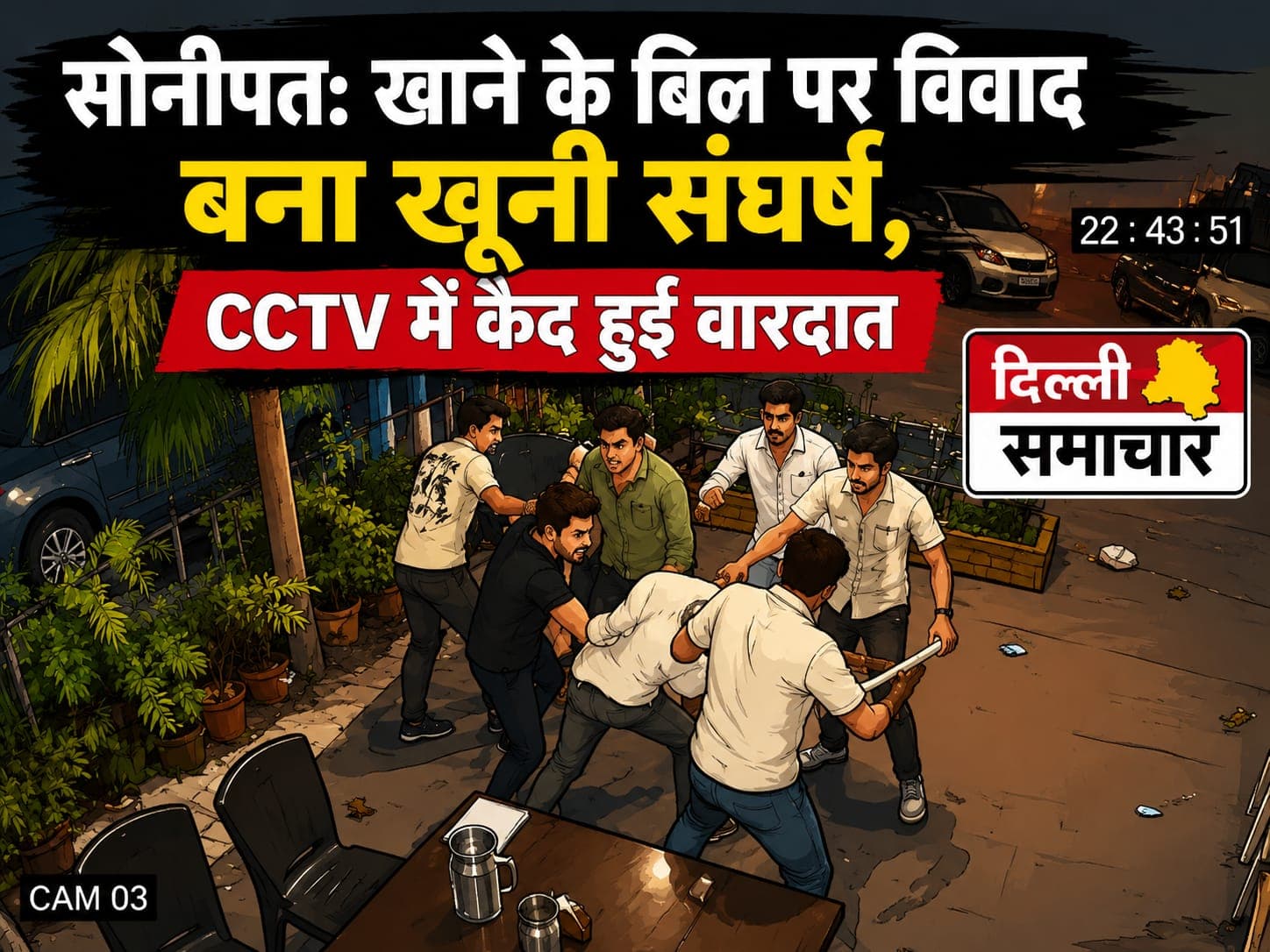 Haryana : सोनीपत में खाने के बिल पर विवाद बना खूनी संघर्ष, CCTV में कैद हुई वारदात