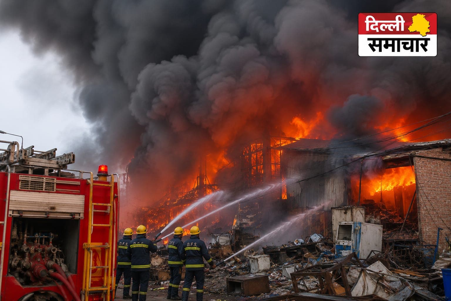 दिल्ली: शाहदरा की बिहारी कॉलोनी में भीषण आग, इलेक्ट्रॉनिक गोदाम जलकर खाक