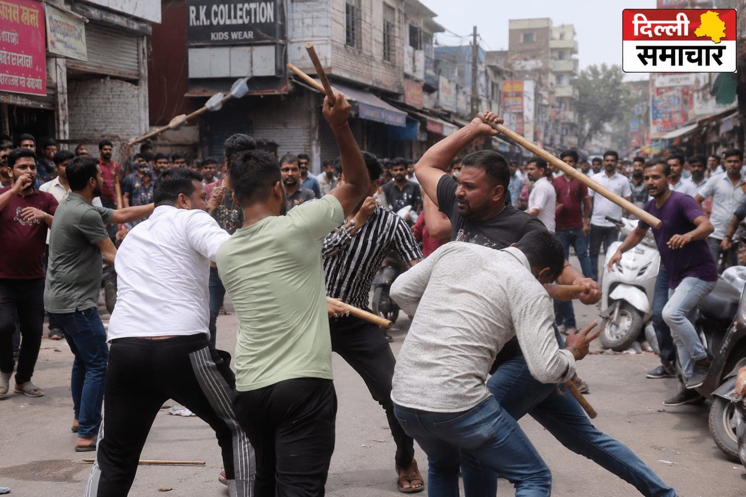 Delhi : नरेला में मामूली बात पर खूनी संघर्ष, बीच बाजार में चले लाठी-डंडे, वीडियो वायरल