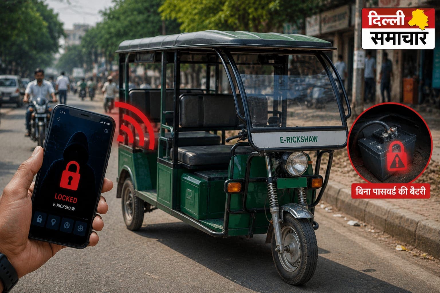 Delhi : बिना पासवर्ड वाली बैटरी बनी खतरा! चलते-चलते बंद हो रहे ई-रिक्शा, जानिए पूरा मामला