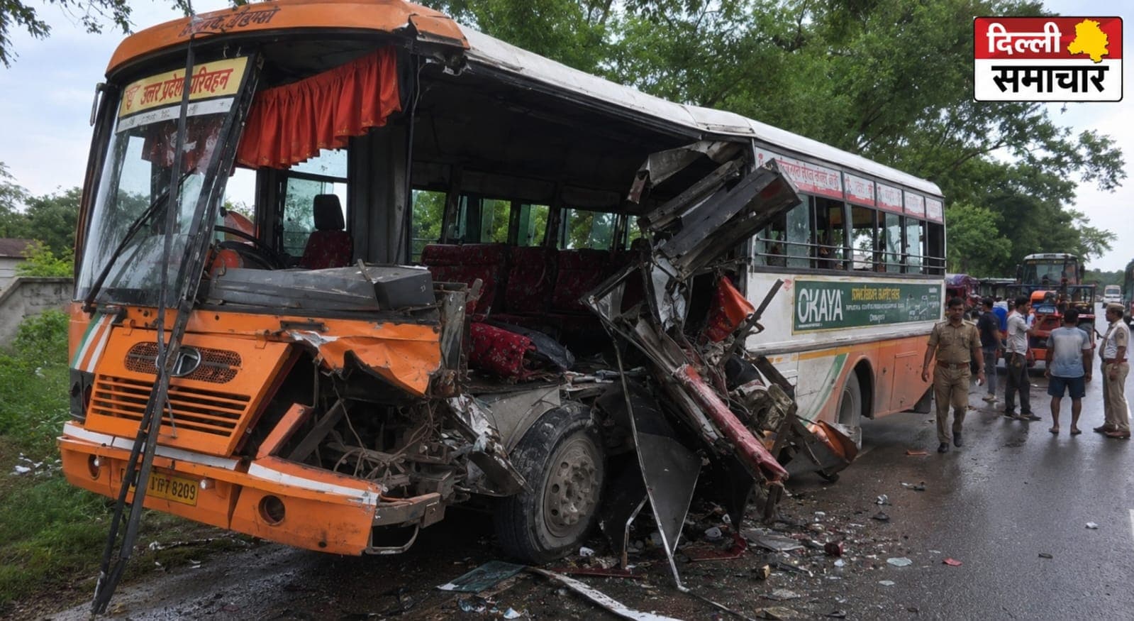 UP : बहराइच में भीषण सड़क हादसा: सीमेंट लदी ट्रैक्टर-ट्रॉली से टकराई रोडवेज बस, चालक की मौत