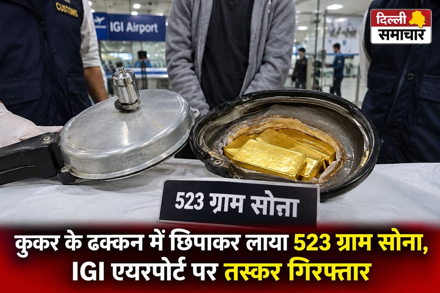 Delhi : कुकर के ढक्कन में छिपाकर लाया 523 ग्राम सोना, IGI एयरपोर्ट पर तस्कर गिरफ्तार